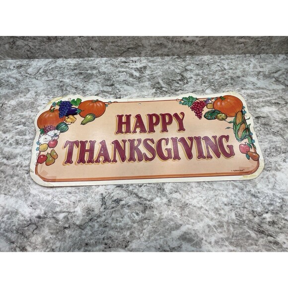 7 Vintage Amscan Thanksgiving Cardboard Cutouts Die Cut Pilgrims Pumpkins Turkey - Picture 5 of 11